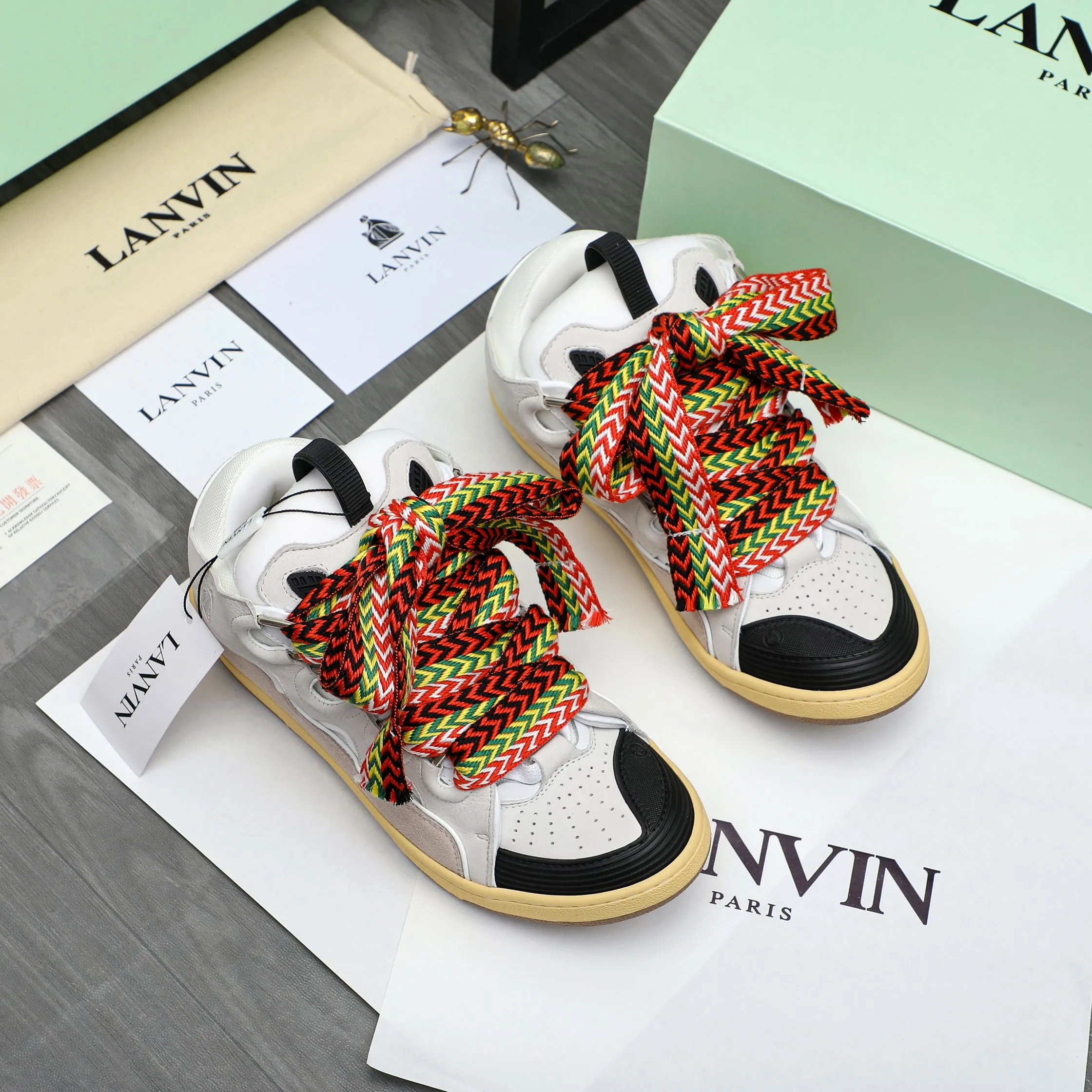 Men's shoes 💰740 [Lanvin] Lanvin high-end quality original couple's casual shoes - Upper: imported pebbled cowhide stitched with breathable mesh - Lining: Lycra elastic lining - Outsole: original rubber outsole - Super high quality control·Fine workmanship: highlighted (high-end·luxury·grade) -Size: 36-45 (45 can be customized)